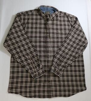 Schmidt Workwear Men XL Flannel Plaid Button Up Shirt Long Sleeve Brown